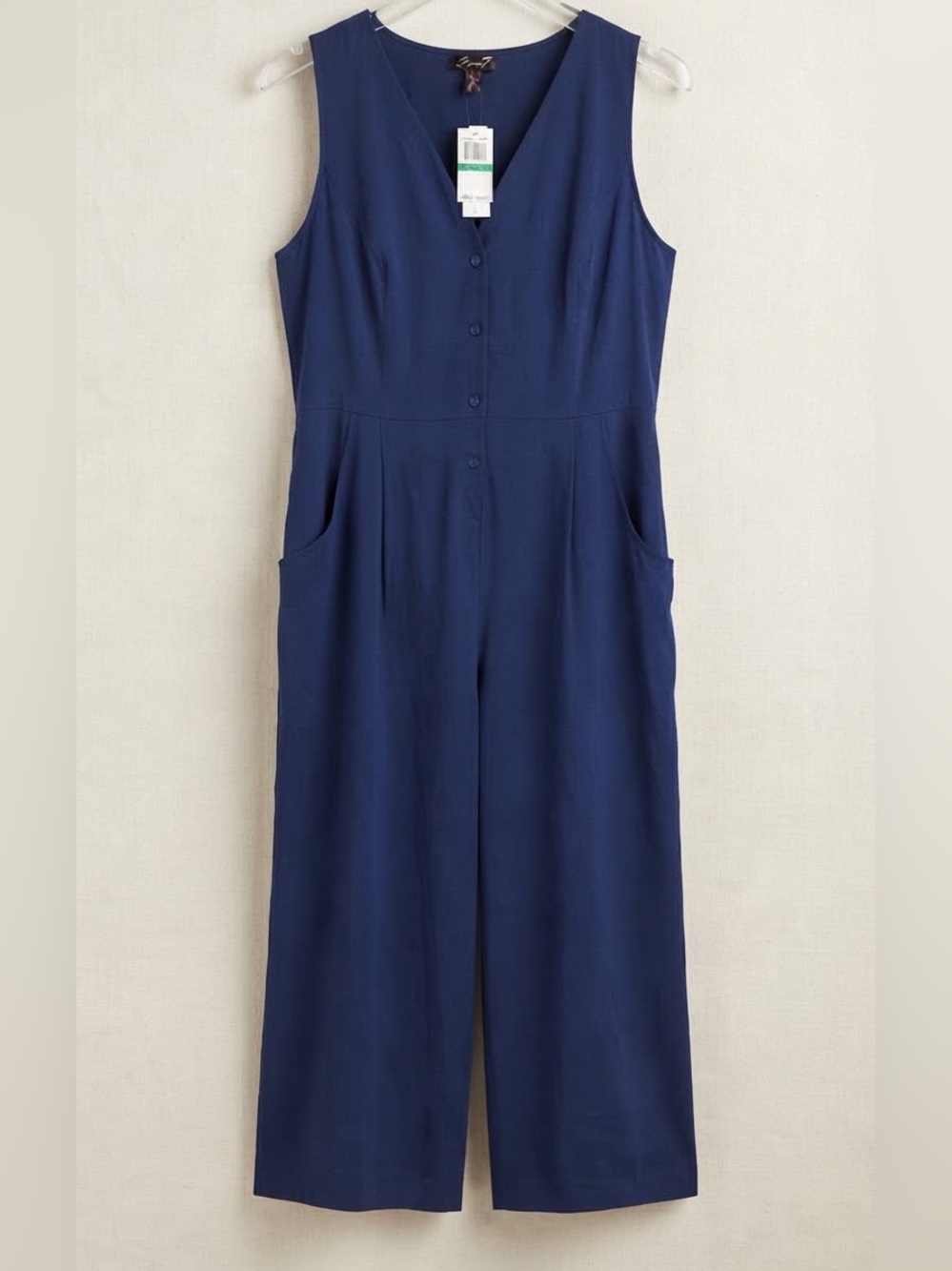 NWT Melissa McCarthy Seven7 Evening Blue Sleeveless Jumpsuit - Size L